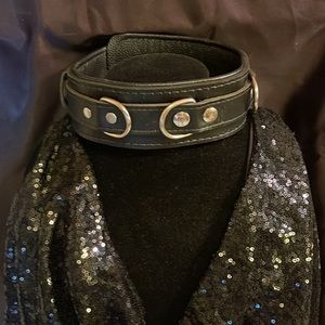 Black and chrome neck collar complete leather brand new never worn